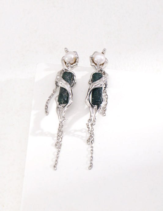 Emerald Double Bead Earrings